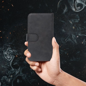 Universāls grāmatas tipa viedtālruņa apvalks COMMON izmērs XL, paredzēts SAMSUNG A12 / A13 4G / A34 5G / A02s / XIAOMI Redmi 12 4G / 12C / NOTE 12 4G / 12 PRO 5G / OPPO A53s / A72 / A92, melns
