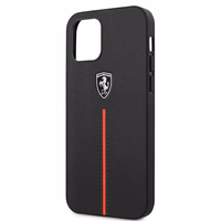 Ferrari FEOMSHCP12LBK iPhone 12 Pro Max melns/melns cietais apvalks Off Track Leather Nylon Stripe