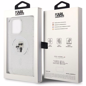 Karl Lagerfeld KLHMP14XHGKCNOT Karl & Choupette Glitter vāciņš ierīcei iPhone 14 Pro Max 6.7", ar MagSafe, caurspīdīgs