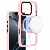 Liavec Hybrid Magsafe Skaidrs viedtālruņa apvalks Iphone 16 Pro Max gaiši rozā