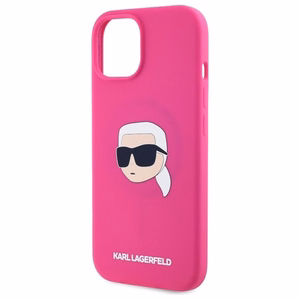 Karl Lagerfeld KLHMP15SSKHPPLF iPhone 15 6.1" fuksijas/fuksijas cietais apvalks Silikona Karl galvas apdruka MagSafe