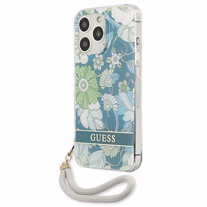 Guess GUHCP13LHFLSN iPhone 13 Pro / 13 6.1" zaļš/zaļš cietais apvalks Ziedu Siksniņa