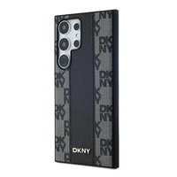 DKNY Ādas rūtainais magnētiskais apvalks Samsung Galaxy S24 Ultra - melns