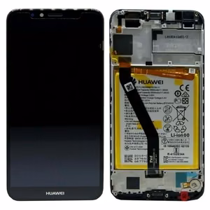 LCD ekrāns Huawei Y6 2018/Y6 Prime 2018 ar skārienekrānu, rāmi un bateriju melns oriģināls (service pack)