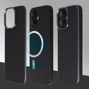 Liavec Carbon Layer Magsafe Aramid Fiber maciņš priekš Iphone 17 melns