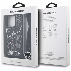 Karl Lagerfeld Crossbody Grained Pattern & Logo Case for iPhone 16 Pro - Black