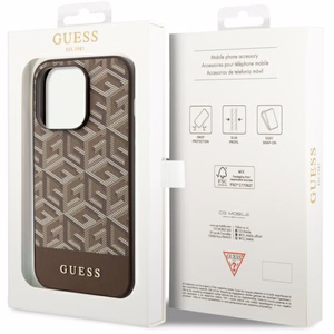 Guess GUHMP14LHGCFSEW iPhone 14 Pro 6.1" brūns/brūns cietais apvalks GCube Stripes MagSafe