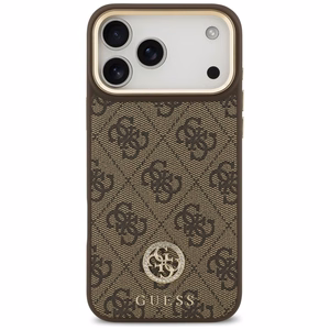 Guess чехол для iPhone 17 Pro Max совместимый с MagSafe GUHMP17XP4GRMDEW (PU W/ 4G Strass Logo) коричневый