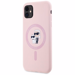Karl Lagerfeld silikona Karl&Choupette Magnētiskais viedtālruņa apvalks iPhone 11 - rozā