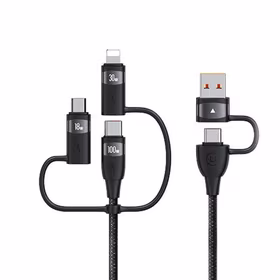 USAMS Kabelis U85 2xUSB-C/USB/Micro-USB/ Lightning 6w1 1,2m 100W PD Fast Charge melns SJ645USB01 (US-SJ645)
