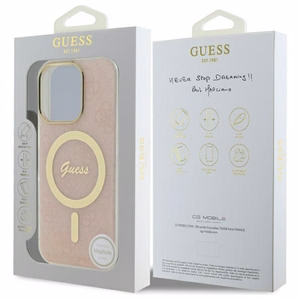 Guess IML 4G Magnētiskais viedtālruņa apvalks iPhone 16 Pro - rozā