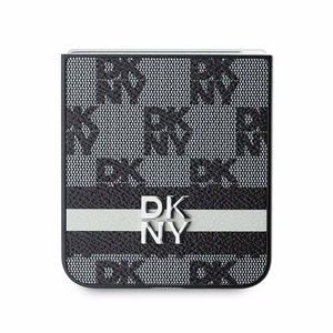 DKNY Checkered Pattern Printed Stripes Viedtālruņa apvalks Samsung Galaxy Z Flip 6 - melns