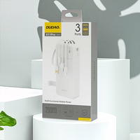 Dudao K11 Pro 20000mAh portatīvais lādētājs ar iebūvētiem kabeļiem - balta