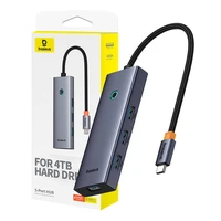 Hub 5in1 Baseus UltraJoy 5 porti (4xUSB 3.0, PD) pelēks