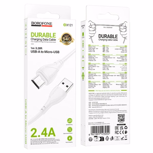 Borofone kabelis BX121 Energy - USB uz Micro USB - 2,4A 1 metrs balts