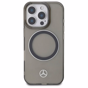 Mercedes sudraba gredzena Magnētiskais viedtālruņa iPhone 16 Pro apvalks - melns