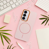 FRAME MAG COVER magnētiskais viedtālruņa apvalks, savietojams ar MagSafe, paredzēts SAMSUNG S25, maigi rozā