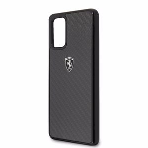 Ferrari FEHCAHCS67BK cietais maciņš Samsung S20+ G985 Carbon Heritage – melns