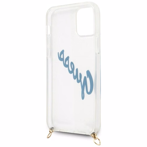 Guess GUHCP12LCRTVSBL iPhone 12 Pro Max 6.7" zils/zils cietais apvalks Script Vintage