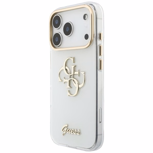 Guess IML 4G Script Metal maciņš iPhone 18 Pro / 17 Pro, balts