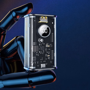 WEKOME WP-345 Vanguard Series ārējais akumulators, 10000 mAh, PD 20 W + QC 22,5 W, ar iebūvētiem USB-C un Lightning kabeļiem, melns