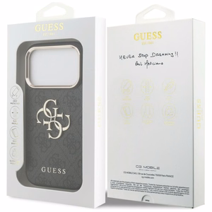 Guess PU Leather 4G Metal Logo Gold Frame vāciņš Apple iPhone 18 Pro, melns