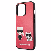 Karl Lagerfeld Ikonik Karl&Choupette apvalks iPhone 13 Pro / iPhone 13 - fuksijas krāsas apvalks