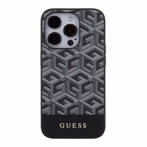 Guess GCube Stripes Magnētiskais viedtālruņa apvalks iPhone 15 Pro Max - melns