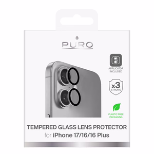 Puro atsevišķi rūdīta stikla lēcu aizsargstikli iPhone 17 / iPhone 16 / iPhone 16 Plus