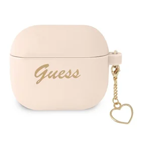 Guess GUA3LSCHSP AirPods 3 apvalks rozā silikona Charm Heart kolekcija