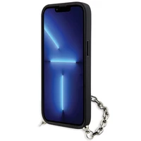 Karl Lagerfeld KLHCP14SSACKLHPK iPhone 14 6.1" melns melns Kietais vāciņš Saffiano Monogrāma Ķēde