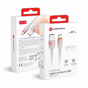 Kabelis FORCELL F-ENERGY C351 USB A uz Micro USB QC3.0 2,4A 18W Gradient 1 m balts (m)