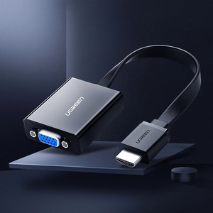 Ugreen adapteris HDMI - VGA micro USB / audio 3.5 mm mini jack melns (40248)