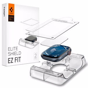 Spigen Elite Shield „EZ FIT“ hibrīda stikls 2-PACK Apple Watch 10 (46MM) - caurspīdīgs