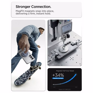 Spigen Ultra Hybrid S Mag MagSafe maciņš priekš Samsung Galaxy S26+ - caurspīdīgs un balts