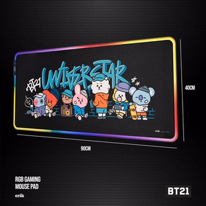 BT21 XXL spēļu galda paklājs ar LED apgaismojumu, 90 × 40 cm