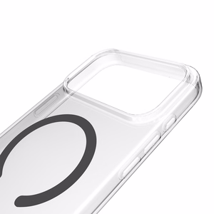 Puro Lite Mag TPU+PC viedtālruņa apvalks saderīgs ar MagSafe iPhone 17 Pro - caurspīdīgs ar pelēku gredzenu