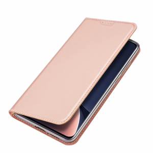 Dux Ducis Skin Pro viedtālruņa apvalks Xiaomi 13 Pro ar kartes turētāju un statīvu rozā