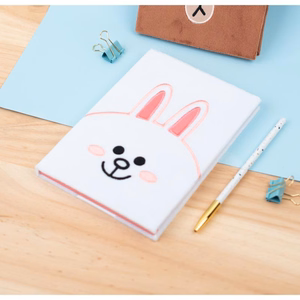 Line Friends A5 plīša piezīmju grāmata, balta