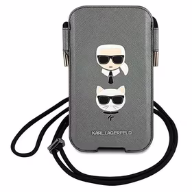 Karl Lagerfeld Saffiano Ikonik Karl&Choupette Head 6.1'' Soma - pelēka