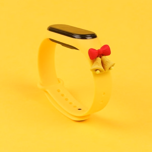 Strap Xmas for Xiaomi Mi Band 5 / 6 Christmas Silicone Bracelet Strap with Bells - Yellow