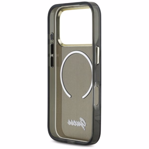 Guess IML Script Metal MagSafe Maciņš for iPhone 17 Pro - melns