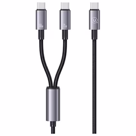 USAMS kabelis 2in1 2xUSB-C 72W 1,2m Aluminum Alloy Data Cable Sufeng Series SJ740USB101 (US-SJ740)