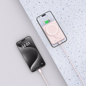 Tech-Protect LifeMag PB10 внешний аккумулятор с MagSafe 5000mAh 15W порт USB-C - розовый + кабель USB-C