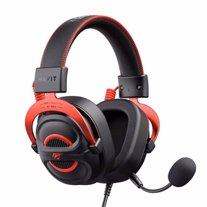 Havit H2002E Pro austiņas vadu ar galvas stīpu spēļu melnas, sarkanas