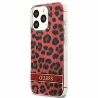 Guess GUHCP13LHSLEOR iPhone 13 Pro / 13 6.1" sarkans/sarkans cietais apvalks Leopards