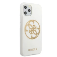 Guess GUHCN65TPUWHGLG iPhone 11 Pro Max balts cietais apvalks Glitter 4G Circle Logo
