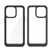 iPhone 15 Pro Outer Space pastiprināts viedtālruņa apvalks ar elastīgu rāmi - melns