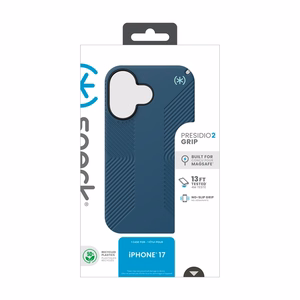 Speck Presidio2 Grip MagSafe vāciņš ierīcei iPhone 17, “Deep Sea / Silver Metallic” krāsā