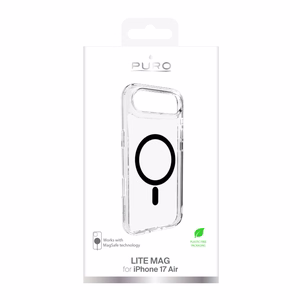 Puro Lite Mag TPU+PC magnētiskais viedtālruņa apvalks iPhone 17 Air - caurspīdīgs ar melnu gredzenu